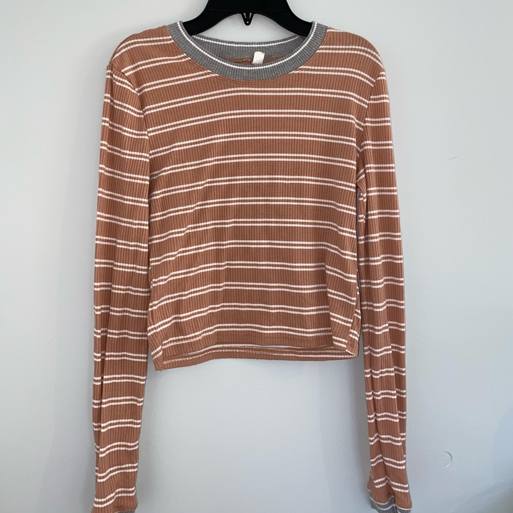 PacSun striped cropped long sleeve shirt